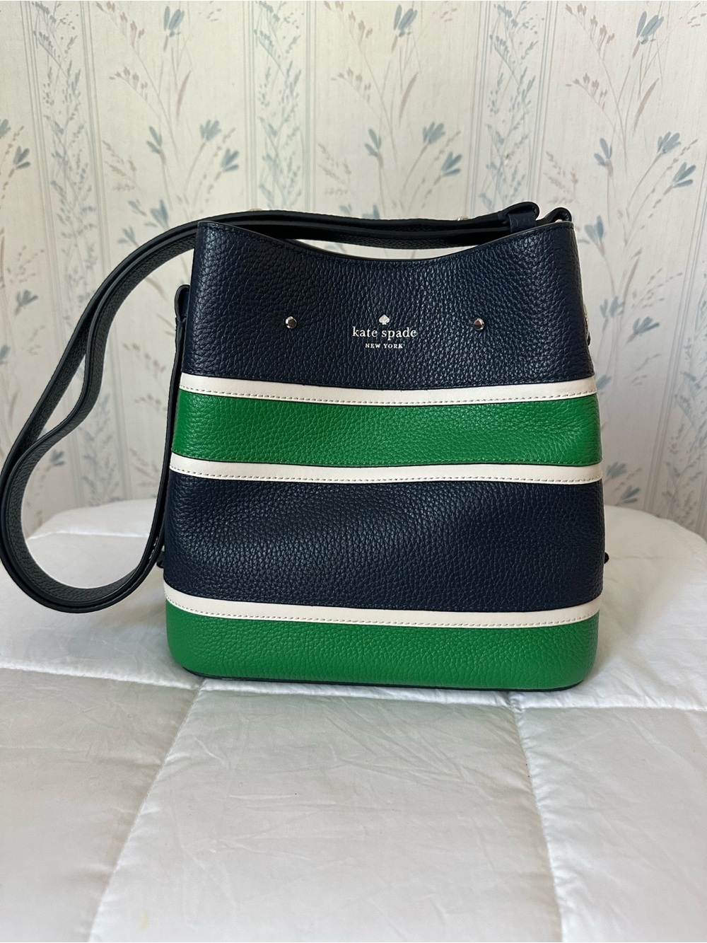 Kate Spade Striped Leather Bucket Bag